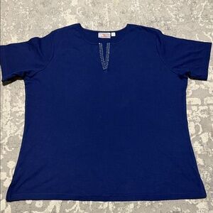 Quacker Factory Royal Blue Short Sleeve Top